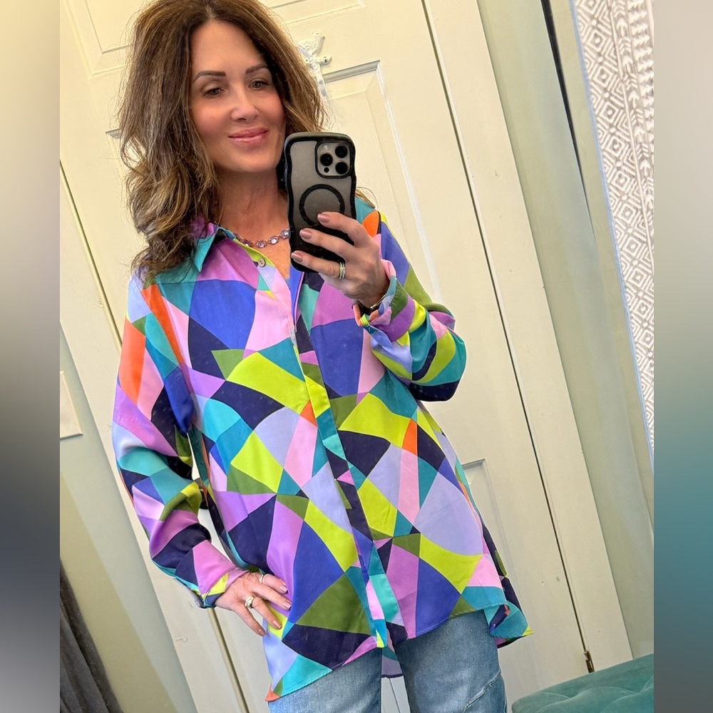 Easel Geometric Print Top